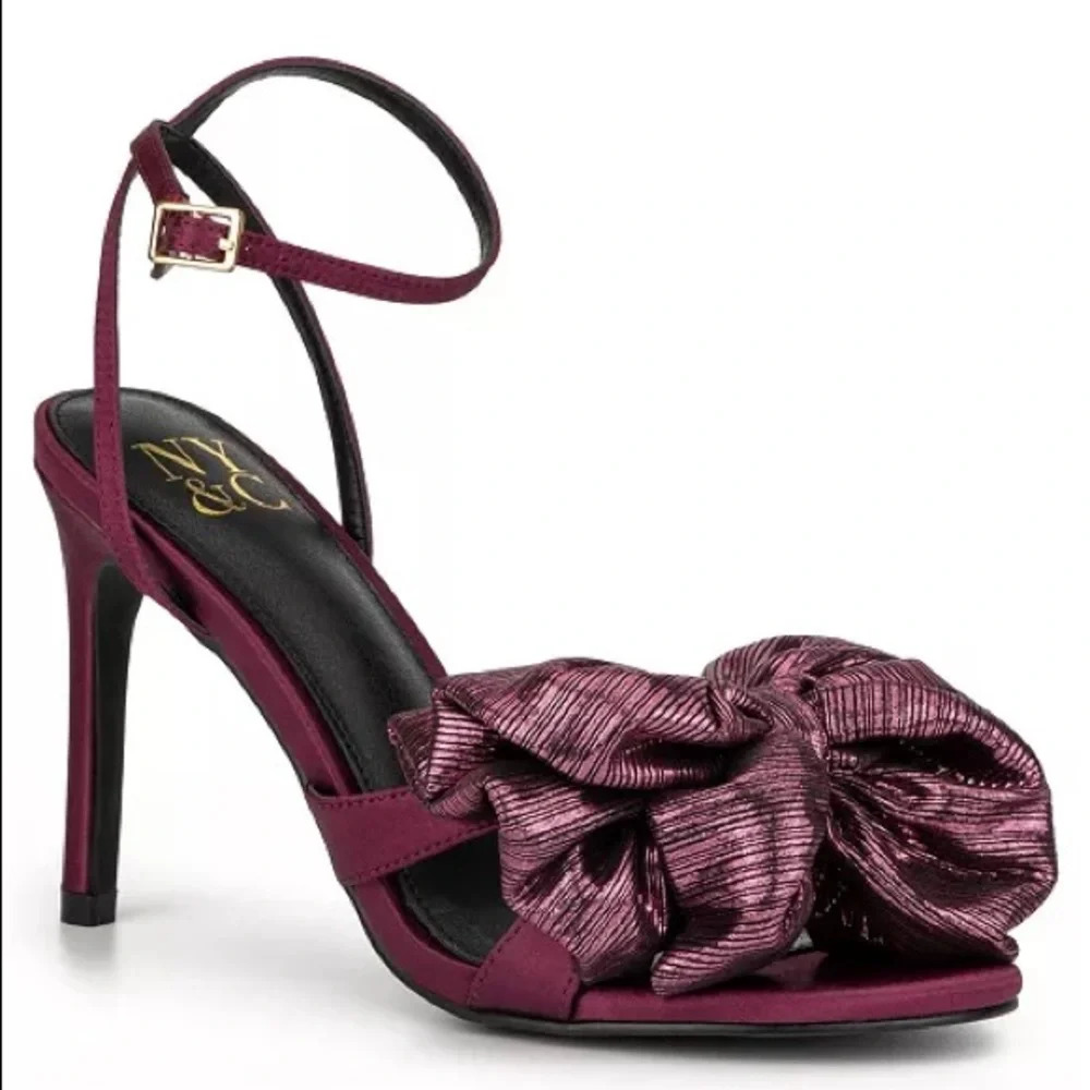 New York And Company Purple Tina Bow Heel Pump